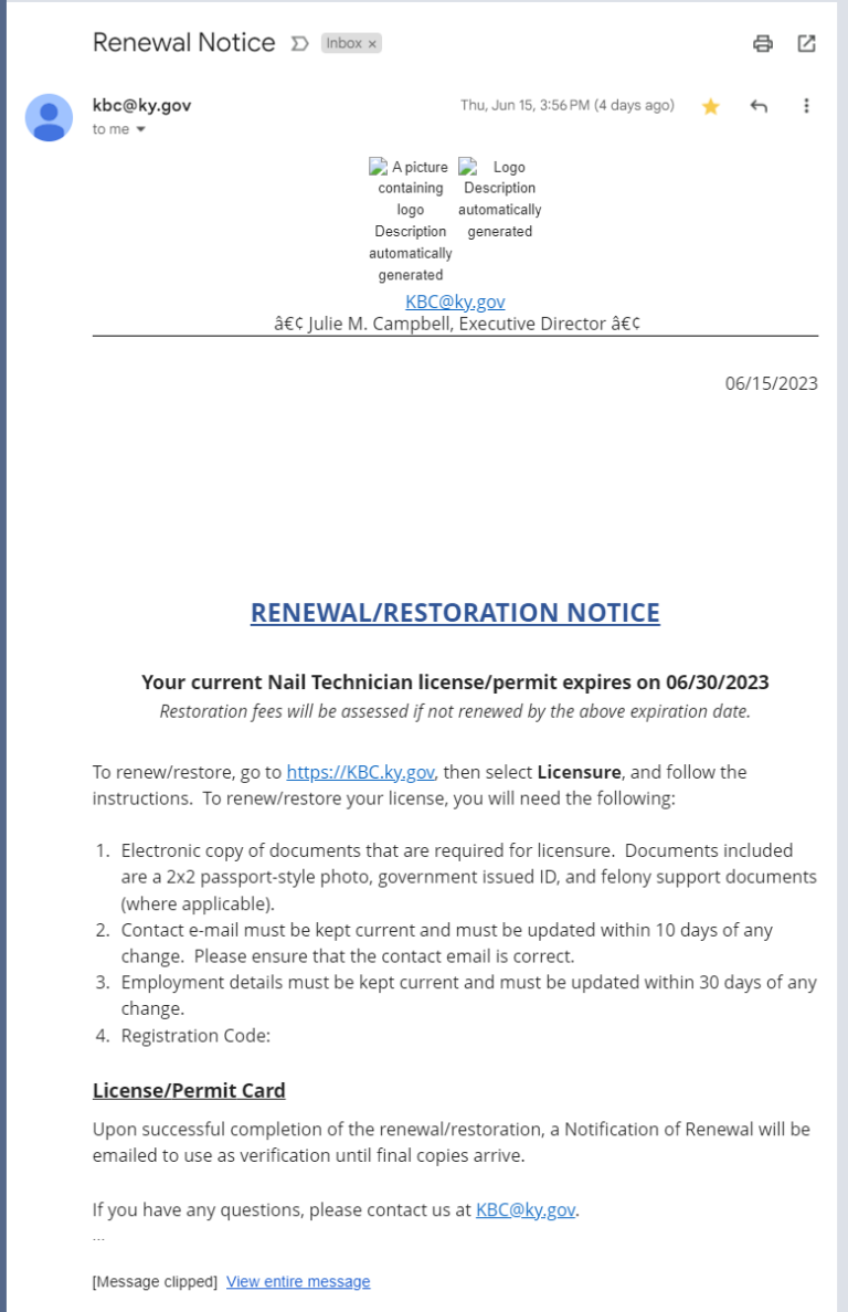 Kentucky State Board Of Cosmetology Announces New License Renewal   KYStateBoard Cosmetology 768x1188 