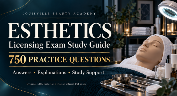 Louisville Beauty Academy Esthetics Licensing Exam Study Guide: 750 practice questions, answers, explanations, and study support. Original LBA material, not an official PSI exam.