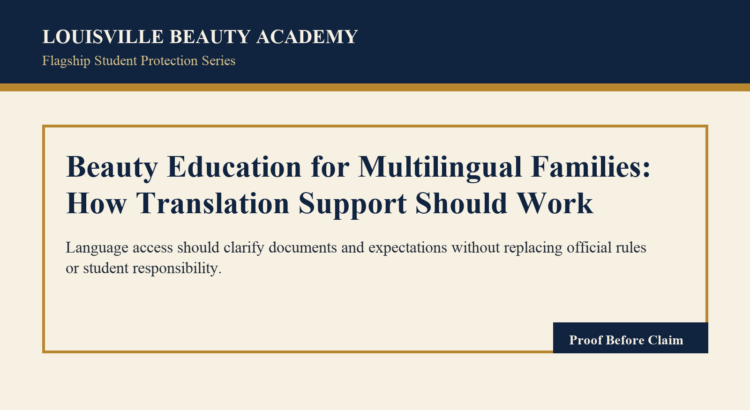 Editorial featured image for Beauty Education for Multilingual Families: How Translation Support Should Work by Louisville Beauty Academy.