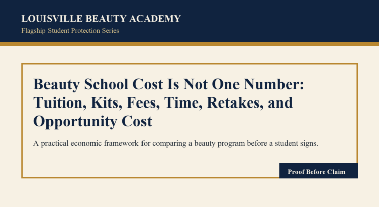 Editorial featured image for Beauty School Cost Is Not One Number: Tuition, Kits, Fees, Time, Retakes, and Opportunity Cost by Louisville Beauty Academy.
