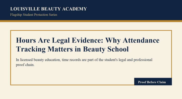 Editorial featured image for Hours Are Legal Evidence: Why Attendance Tracking Matters in Beauty School by Louisville Beauty Academy.