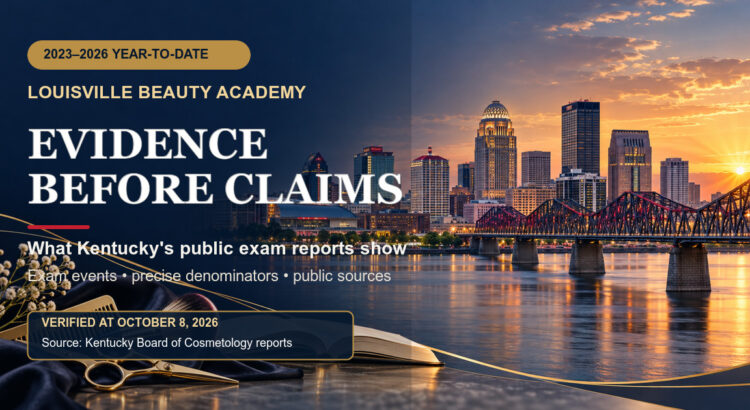 Evidence Before Claims — Louisville Beauty Academy review of Kentucky 2023–2026 year-to-date public licensing-exam reports